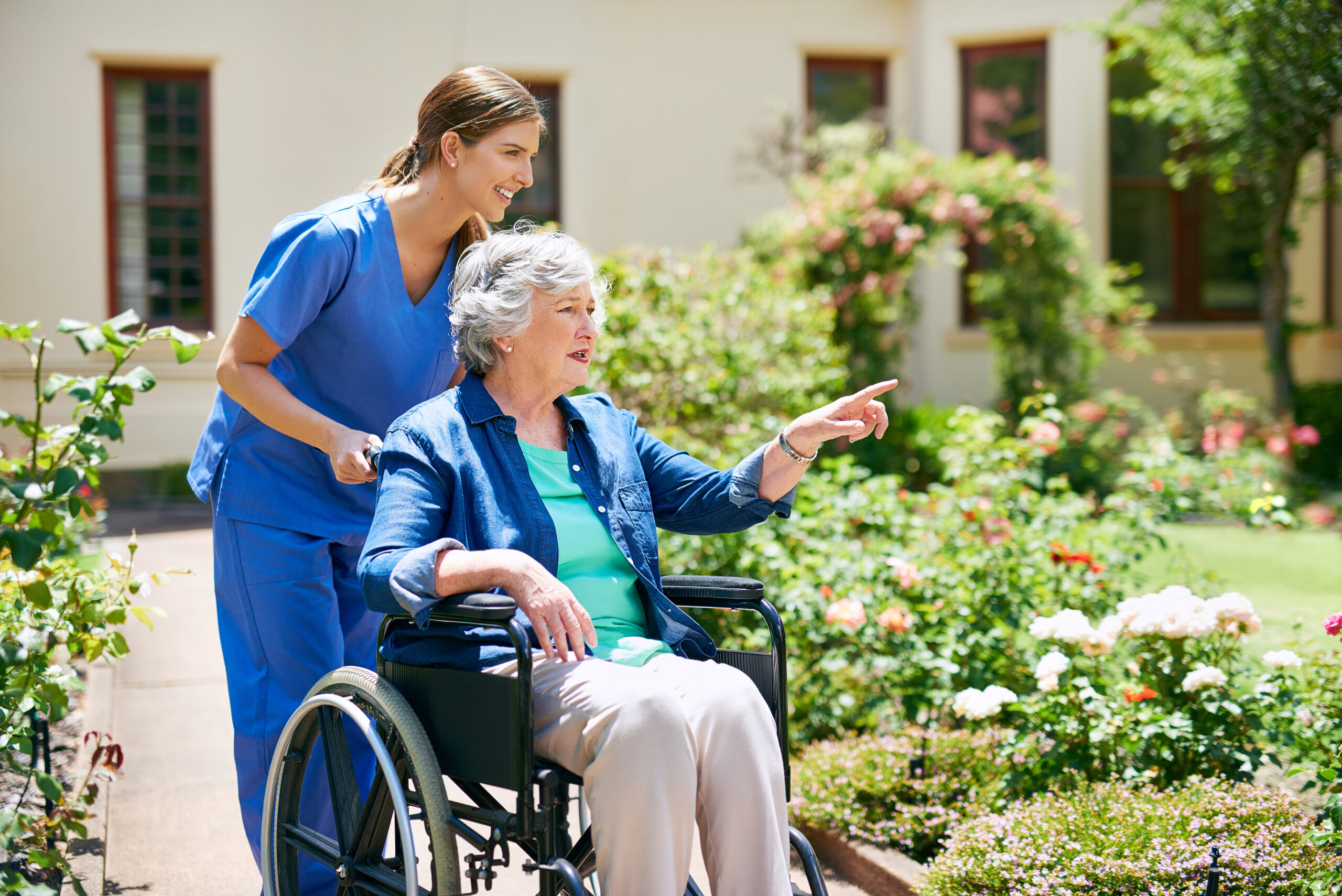 id like go that way shot resident nurse outside retirement home garden scaled